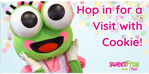 Cookie Mascot Visit at sweetFrog Salisbury