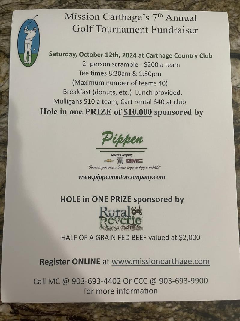 Mission Carthage's 7th Annual Golf Tournament Fundraiser