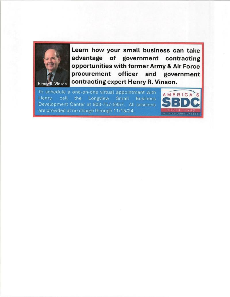 Longview SBDC - Government Contracting Counseling Sessions