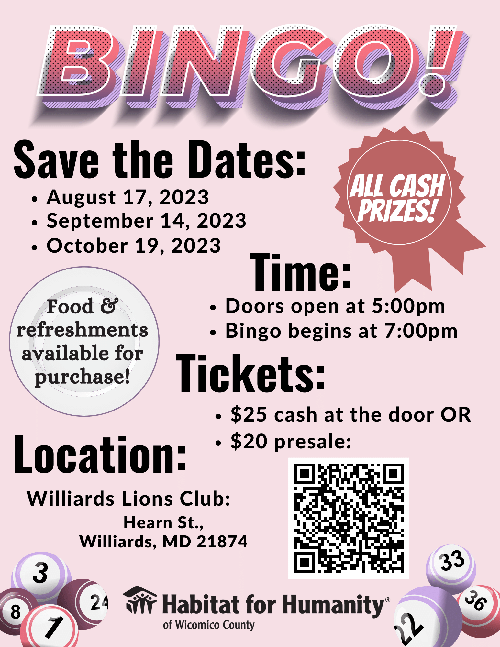 Fall Bingo - Habitat for Humanity of Wicomico County